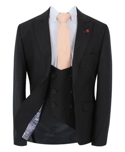 Jungen Slim Fit Anzug schwarz Page Boy Hochzeit Geburtstag Abschlussball Party formell 3-teiliges Set - Bild 1 von 7
