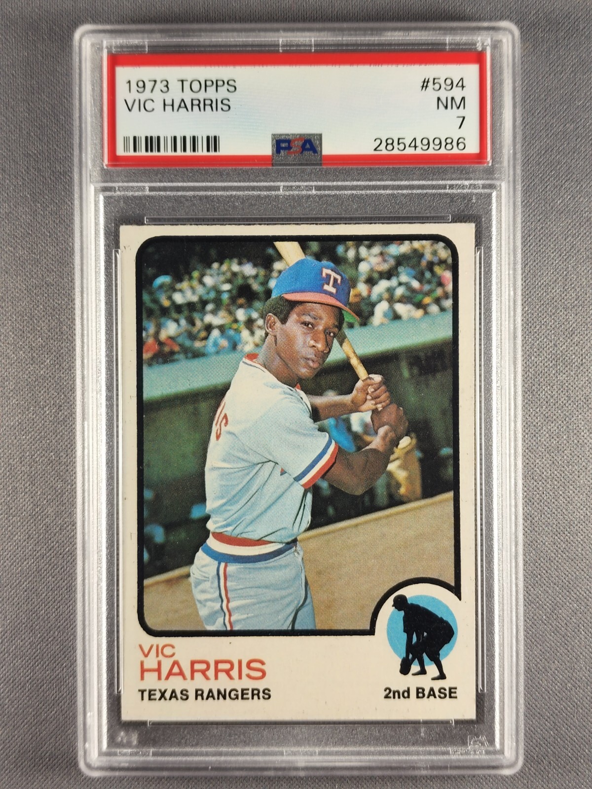 1973 Topps #594 Vic Harris PSA 7 NM Texas Rangers