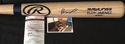 Eloy Jimenez Chicago White Sox Autographed Signed Engraved Bat JSA COA Blonde . - Image 1 of 2