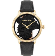 Police Watch Women Black Leather Strap PL.16040MSG/61