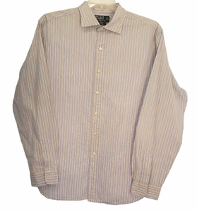 Polo by Ralph Lauren uomo camicia manica lunga con bottoni blu/rosa a righe taglia XL - Foto 1 di 5