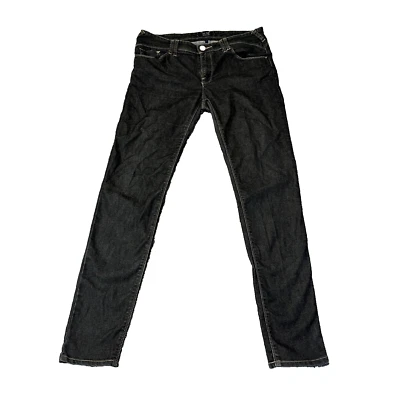 Pantalones de mezclilla para mujer ajustados Armani tiro bajo gris oscuro lavado cremallera mosca J28 W30 L30 Foto 1 de 4
