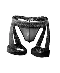 Men's Lingerie Panties Lace Tirm Bulge Pouch G-String Thongs One Size Black - Picture 1 of 4