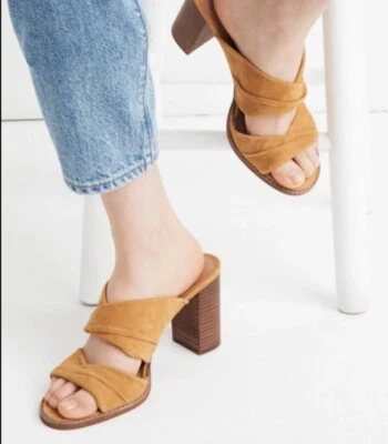 Сандалии Madewell Gesine Mule размер 10 серо-коричневые замшевые без задника на блочном каблуке с открытым носком - Изображение 1 из 4