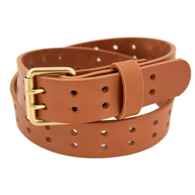 Cinturón de cuero de alta resistencia de grano completo doble punta para hombre 2 orificios - Hecho en EE. UU. por Amish Foto 1 de 3