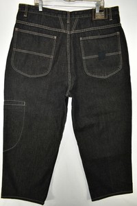 Marithe Francois Girbaud Baggy Loose Black Jeans Mens Size Meas. 40x29 ALTERED