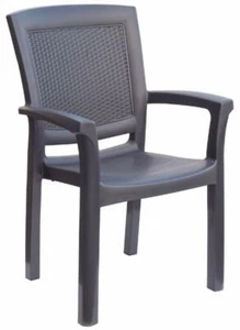 Rattan Indoor Outdoor Stacking Patio Large Armchairs - 4 Chairs - Made in Italy - Picture 1 of 14