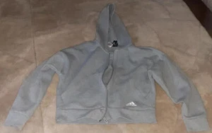 Adidas Grey Cropped Zip Hoodie Size 11-12 Years - Picture 1 of 4