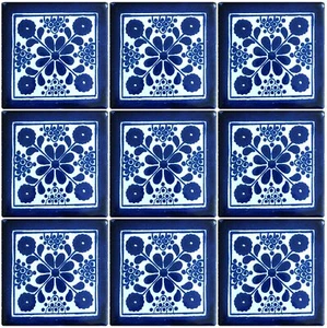 Keramik Talavera Mexikanische Fliese 4x4", 9 Stück A1 Exportqualität! - EX27  - Bild 1 von 3