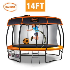 Kahuna 14ft Trampoline Free Safety Net Spring Pad Cover Mat Roof Basketball Set - Picture 1 of 16