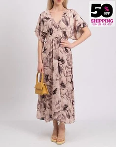 PVP €140 KAOS Vestido Línea A Talla IT48 US12 UK16 XL Patrón Floral Hecho en Italia - Imagen 1 de 5