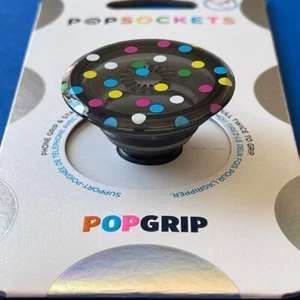 Popsockets PopGrip: Phone Holder & Stand - TRANSLUCENT BLACK DISCO DOTS  - Picture 1 of 4