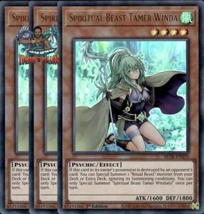 Yugioh! 3x Domador de Bestias Espirituales Winda BLTR-EN070 Ultra Raro 1ª Edición Casi Nuevo - Imagen 1 de 1