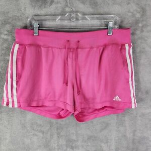 Womens Pink Adidas Shorts Athletic Mesh Logo 4" Inseam Running Gym Stripes XL