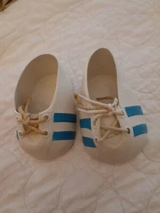 Sneakers vintage Cabbage Patch bambini bianche con righe blu Hong Kong - Foto 1 di 5