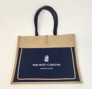 The Ritz-Carlton Turks & Caicos Blue Tote Bag Woven Double Handle - Picture 1 of 8