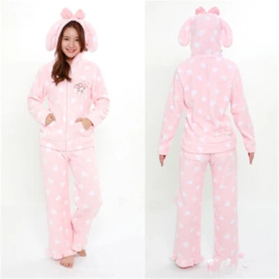 My MELODY Plush Sleepwear Winter Homewear Hooded Suit Coral Velvet Coat Pants - Image 1 of 4