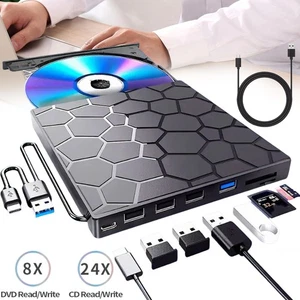 Zewnętrzny napęd CD DVD, zewnętrzny napęd optyczny CD z czytnikiem kart SD / TF - Zdjęcie 1 z 12