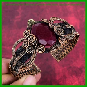 Brazalete Flor Cobre Regalo Hermanas Rubí Cachemira Natural Venta Día de Acción de Gracias - Imagen 1 de 6