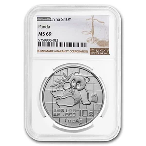 China 1 oz Silver Panda MS-69 NGC (Random Year) - Picture 1 of 3
