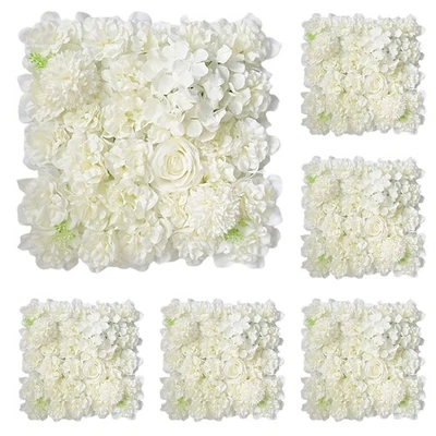 6 Pieces Artificial Flowers Wall Background 3D Flower Wall Panels Wedding Decor - Image 1 of 4