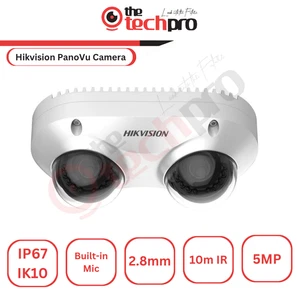 Cámara de red Hikvision PanoVu de doble dirección de 5 MP, cobertura panorámica de 2 × 5 MP - Imagen 1 de 5