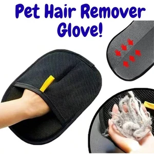 Pet Hair Remover Set Gloves Tool for Dog Cat Hair on Couch Clothes Car Black - Picture 1 of 12
