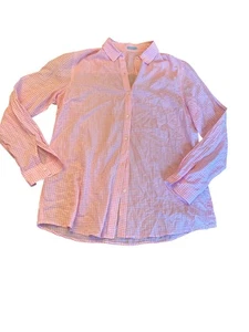 J.McLaughlin Womens Pink Gingham Button-Up Shirt Medium Cottage Preppy Coastal - Picture 1 of 5