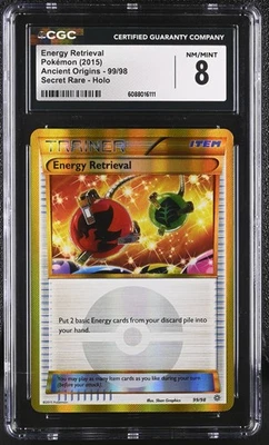 CGC 8 Energy Retrieval 2015 Ancient Origins 99/98 Secret Rare Holo Pokemon Card - Image 1 of 2