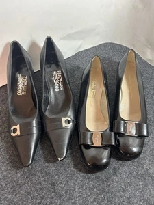 Lote De MUJER SALVATORE FERRAGAMO CUERO LAZO VARA TALLA 9 A2 Tacones - Imagen 1 de 19