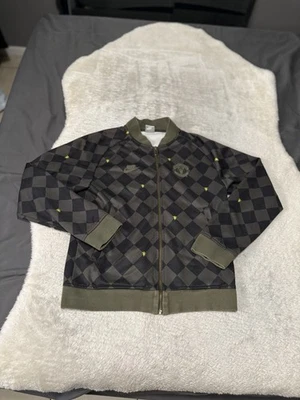 Nike Manchester United Jacket Track Olive Green Checkered Soccer Small - Image 1 of 4