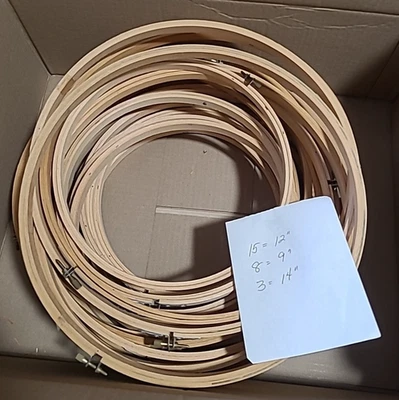 Lot of 26 New Wooden Embroidery Hoops 9", 12", 14" - Image 1 of 4
