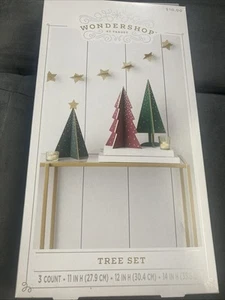 Wondershop Christmas Wood Tree Set 3 Pieces - Picture 1 of 3