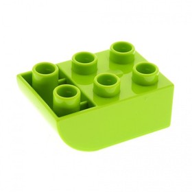 1x Lego Duplo Roof Building Brick 2x3 Negative Lime Green Slanted Rounded 10539 98252