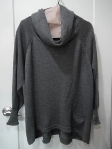 Eileen Fisher Pullover Wasserfallausschnitt 100% Merinowolle Oversized grau Gr. M - Bild 1 von 6