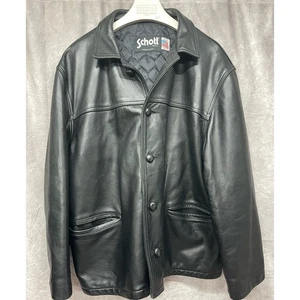 Abrigo de Coche Retro Schott NYC 645 Chaqueta de Cuero de Vaca Negra Hecha en EE. UU. 48 Años 90/00 - Imagen 1 de 22