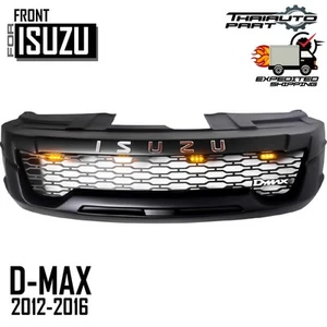 GRILLE GRILL MATTE BLACK CHROME EMBLEM YELLOW LED FOR ISUZU D-MAX UTE 2012-15 - Picture 1 of 11