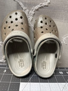 Crocs TODDLER GIRLS Silver Bling Bling Clogs Slides Size C10 - Picture 1 of 4