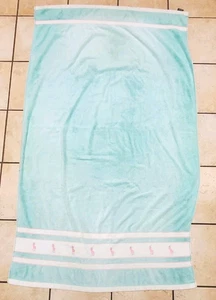Vintage Ralph Lauren Beach Towel Polo Pony Aqua Green Pink cotton 36 x 64 - USA - Picture 1 of 7