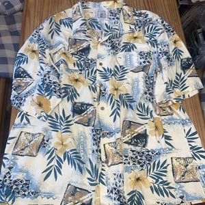 Roundtree & Yorke Shirt Mens 3XLT Tall Hawaiian Tropical Resort Casual Button Up - Picture 1 of 7