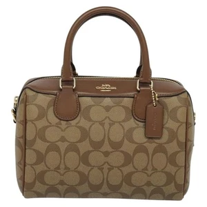 Coach Signature Brown Canvas Handbag Authentic - Picture 1 of 22