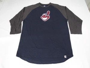 New Cleveland Indians Mens Sizes XLT-3XL Navy/Gray Raglan Shirt - Picture 1 of 4