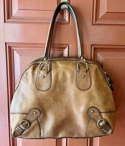 Vintage Banana Republic Cognac Leder Extra Large Dome Bowler Tote Schultertasche - Bild 1 von 22