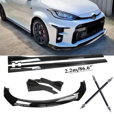 Front Bumper Lip Body Kit Spoiler Side Skirt Glossy Black For Toyota Yaris GR — 第 1/4 张图片