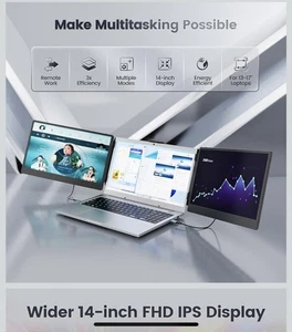14 Zoll 2K Tri-Screen Laptop Monitor Extender Display Kompatibel Für Mac Wins - Bild 1 von 5