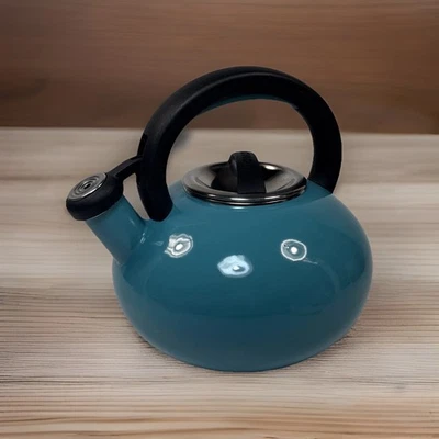 Circulon 2 кварты бирюзовая эмаль на стальной свистящий чайник с откидным носиком - Изображение 1 из 4