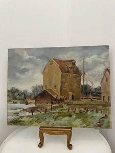Original Vintage 1960s Oil Painting Woodbridge Unframed Signed Tide Mill Suffolk - Picture 1 of 8