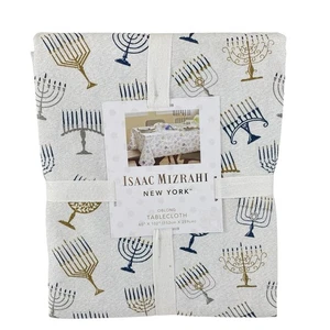Nuevo con etiquetas Mantel Isaac Mizrahi Menorá Hilo Blanco Brillo 60" X 104" Oblongo - Imagen 1 de 6