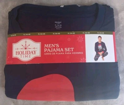 Мужской праздничный пижамный набор XL 46-48 Forced Family Fun темно-синие рождественские гирлянды - Изображение 1 из 4