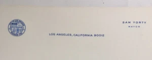 Carta intestata municipio Los Angeles memo cancelleria inutilizzata 5 fogli anni 60 Sam Yorty - Foto 1 di 2